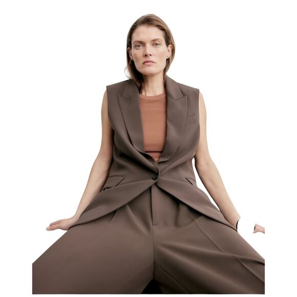 Zara Wide Leg Pants With Darts Minimalist Quiet Luxury Oversized Slacks NEW - Picture 4 of 12